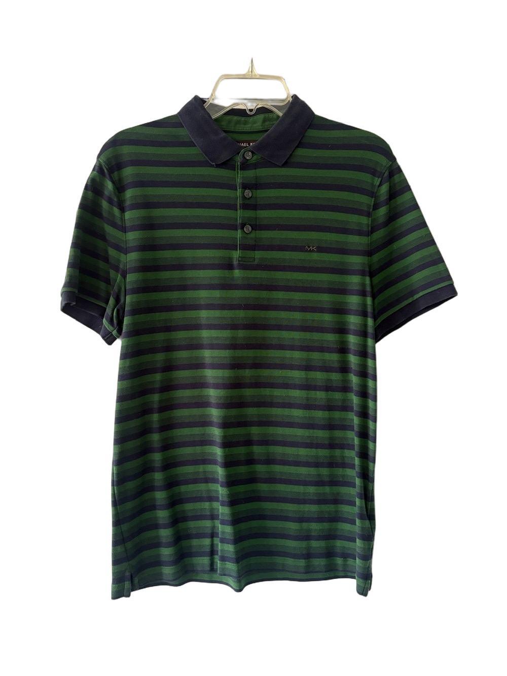 Michael Kors Navy and Green Striped Polo Size M